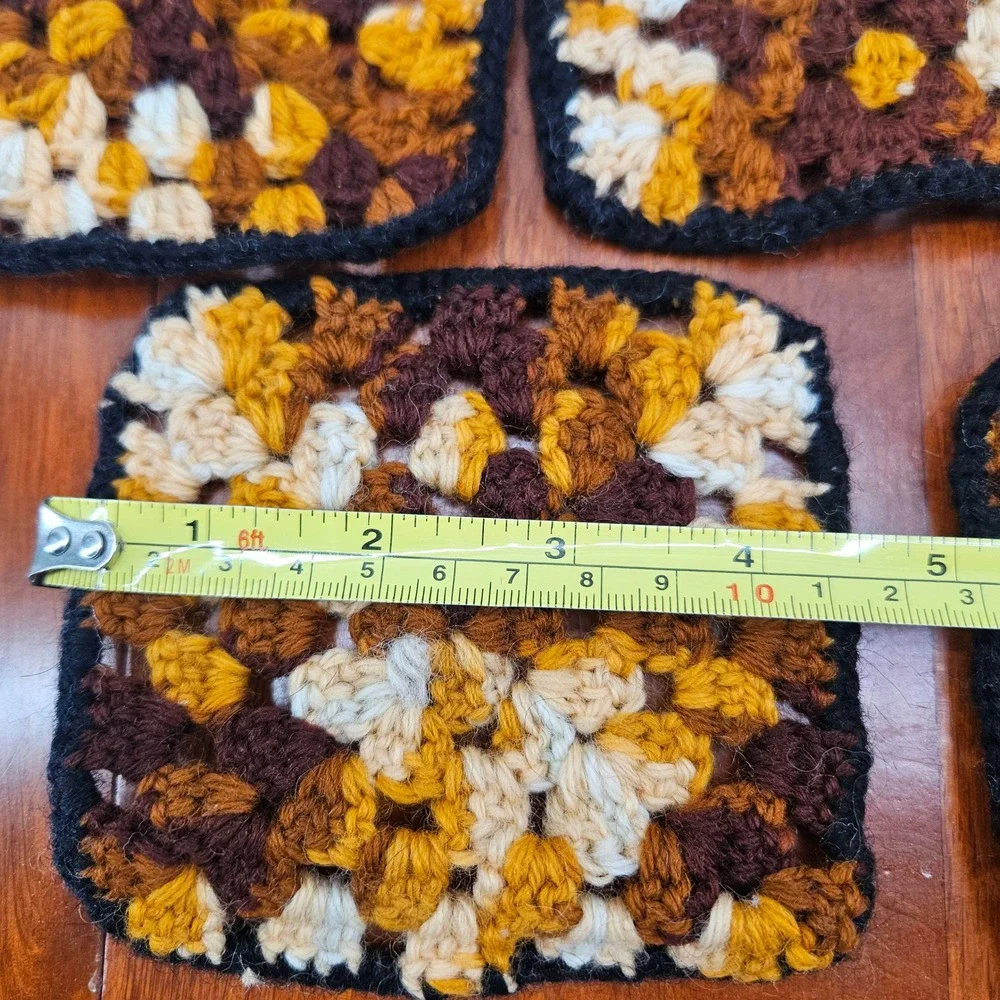 Handmade Crochet Coasters Set‎ of 5 Brown Yellow Black orange Drink Coasters